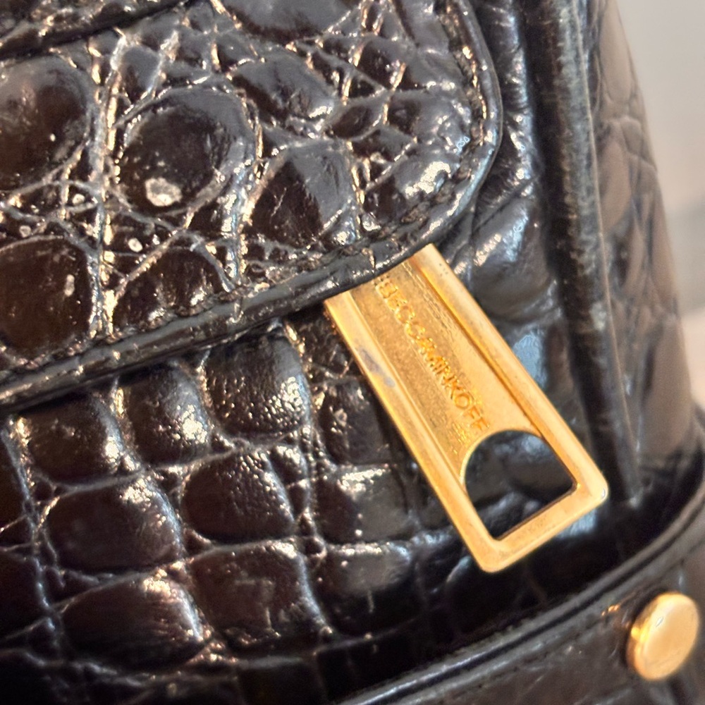 Rebecca Minkoff Black Croc Embossed Leather Crossbody Bag - Picture 5 of 12